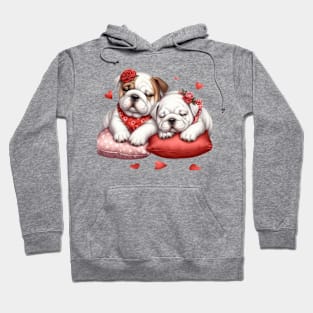 Valentine Bulldog Couple Hoodie